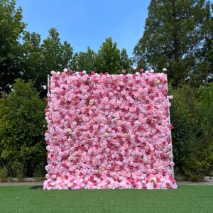FW041 Pink rose flower wall backdrop 8x8ft cloth fabric backup