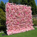 FW044 Pink roses flower wall backdrop 8x8ft cloth fabric backup - Image 4