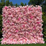 FW044 Pink roses flower wall backdrop 8x8ft cloth fabric backup