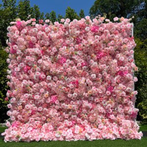 FW044 Pink roses flower wall backdrop 8x8ft cloth fabric backup