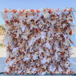 FW047 Autumn theme with pampas flower wall backdrop 8x8ft cloth fabric backup