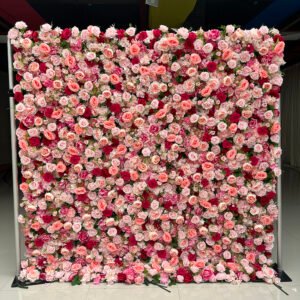 FW049 Coral roses flower wall backdrop 8x8ft cloth fabric backup