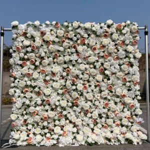 FW051 White rose peony flower wall backdrop 8x8ft cloth fabric backup