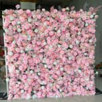 FW052 Pink rose flower wall backdrop 8x8ft cloth fabric backup
