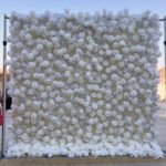 FW053 White rose gyp flower wall backdrop 8x8ft cloth fabric backup