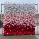 FW054 White red rose ombre flower wall backdrop 8x8ft cloth fabric backup