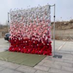 FW054 White red rose ombre flower wall backdrop 8x8ft cloth fabric backup - Image 6