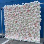 FW061 White pink flower wall backdrop 8x8ft cloth fabric backup - Image 4