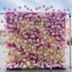 FW066 White pink roses ombre flower wall backdrop 8x8ft cloth fabric backup