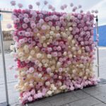 FW066 White pink roses ombre flower wall backdrop 8x8ft cloth fabric backup - Image 2