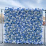 FW067 Blue white roses flower wall backdrop 8x8ft cloth fabric backup