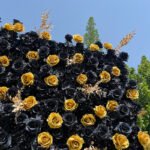 FW069 Black and gold roses flower wall backdrop 8x8ft cloth fabric backup - Image 2