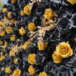 FW069 Black and gold roses flower wall backdrop 8x8ft cloth fabric backup - Image 3