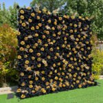 FW069 Black and gold roses flower wall backdrop 8x8ft cloth fabric backup - Image 6