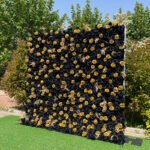 FW069 Black and gold roses flower wall backdrop 8x8ft cloth fabric backup