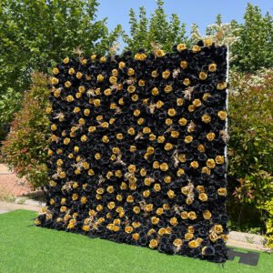 FW069 Black and gold roses flower wall backdrop 8x8ft cloth fabric backup