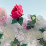 FW070 White pink flower wall backdrop 8x12ft cloth fabric backup - Image 2