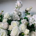 FW071 White roses with leaves flower wall backdrop 8x8ft cloth fabric backup - Image 4