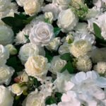 FW071 White roses with leaves flower wall backdrop 8x8ft cloth fabric backup - Image 2
