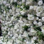 FW072 White big roses with leaves flower wall backdrop 8x8ft cloth fabric backup - Image 2