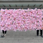 FW073 Pink roses flower wall backdrop 8x8ft cloth fabric backup