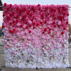 FW076 Pink and white ombre flower wall backdrop 8x8ft cloth fabric backup