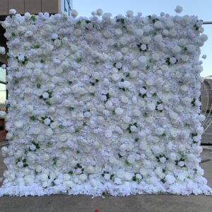 FW077 White roses flower wall backdrop 8x8ft cloth fabric backup