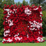 FW080 Red roses ombre flower wall backdrop 8x8ft cloth fabric backup