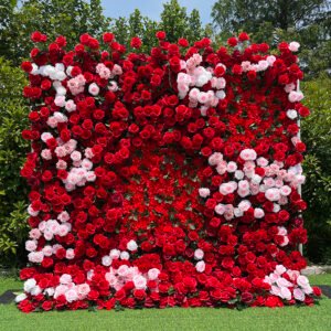 FW080 Red roses ombre flower wall backdrop 8x8ft cloth fabric backup