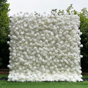 FW081 White roses flower wall backdrop 8x8ft cloth fabric backup