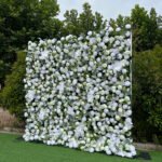 FW085 White roses with leaves flower wall backdrop 8x8ft cloth fabric backup - Image 5