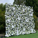 FW085 White roses with leaves flower wall backdrop 8x8ft cloth fabric backup - Image 6