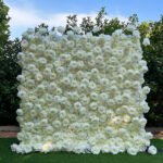 FW086 Big white roses flower wall backdrop 8x8ft cloth fabric backup