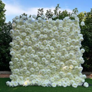 FW086 Big white roses flower wall backdrop 8x8ft cloth fabric backup
