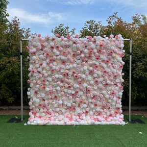 FW091 White and pink roses flower wall backdrop 8x8ft cloth fabric backup