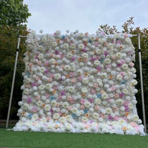FW094 White roses flower wall backdrop 8x8ft cloth fabric backup