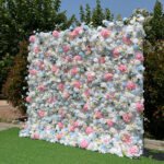 FW095 White roses with colorful flowers wall backdrop 8x8ft cloth fabric backup - Image 6