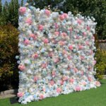 FW095 White roses with colorful flowers wall backdrop 8x8ft cloth fabric backup - Image 8