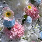 FW095 White roses with colorful flowers wall backdrop 8x8ft cloth fabric backup - Image 3