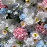 FW095 White roses with colorful flowers wall backdrop 8x8ft cloth fabric backup - Image 2