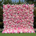 FW097 Pink roses flower wall backdrop 8x8ft cloth fabric backup
