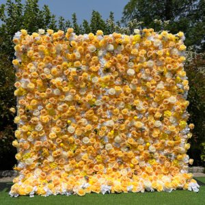 FW098 Yellow roses flower wall backdrop 8x8ft cloth fabric backup