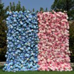 FW099 Pink and blue flower wall backdrop 8x8ft cloth fabric backup