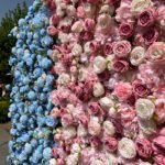 FW099 Pink and blue flower wall backdrop 8x8ft cloth fabric backup - Image 2