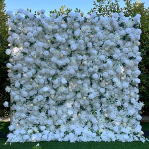 FW100 White roses flower wall backdrop 8x8ft cloth fabric backup