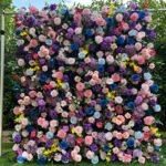 FW102 Purple roses with colorful flowers wall backdrop 8x8ft cloth fabric backup