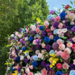 FW102 Purple roses with colorful flowers wall backdrop 8x8ft cloth fabric backup - Image 2