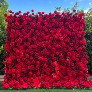 FW104 Red roses flower wall backdrop 8x8ft cloth fabric backup