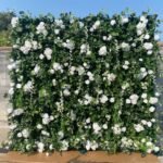 FW117 White flowers with leaves flower wall backdrop 8x8ft cloth fabric backup