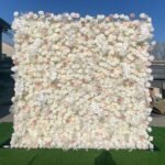 FW109 White roses flower wall backdrop 8x8ft cloth fabric backup